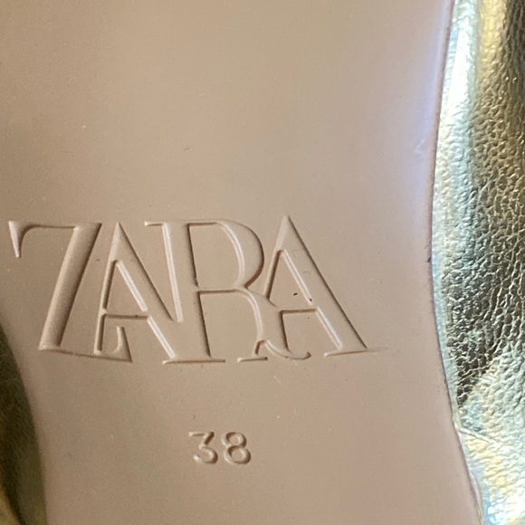 NWOT. Zara Gold Methacrylate High Heel Open Square Toe Mules. Size 7,5. - Picture 8 of 8